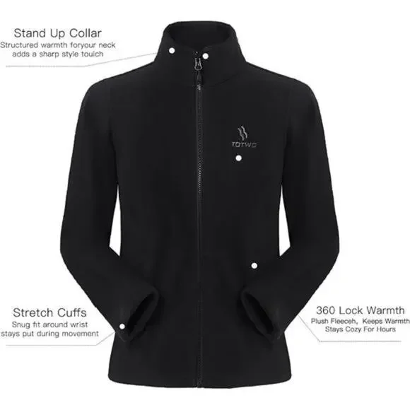 Men's Lightweight Fleece Jacket Full Zip Classic Polar Fleece Inner Lining Black